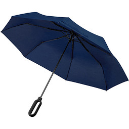 Taschenschirm aus Pongee mit Karabinergriff, dunkelblau