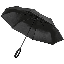 Taschenschirm aus Pongee mit Karabinergriff, schwarz