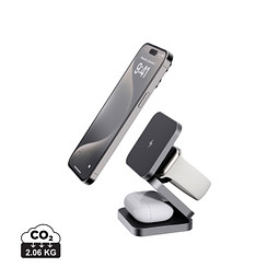 Terra faltbares 3-in-1 15W Charger aus RCS rec. Aluminium, grau