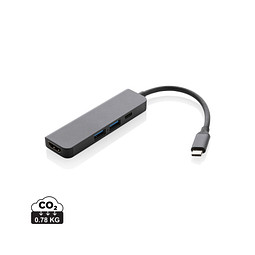 Terra Hub aus RCS recyceltem Aluminium mit HDMI-Input, grau