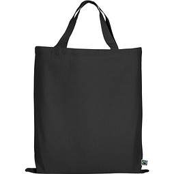 Fairtrade Baumwolltasche mit kurzen Henkeln, schwarz