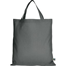 Fairtrade Baumwolltasche mit kurzen Henkeln, stahlgrau