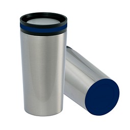 Thermobecher RETUMBLER-myDRINQEO, silber/dunkelblau