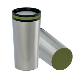 Thermobecher RETUMBLER-myDRINQEO, silber/dunkelgrün