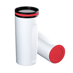 Thermobecher RETUMBLER-mySTEELONE, weiß/rot