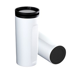 Thermobecher RETUMBLER-mySTEELONE, weiß/schwarz