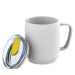 Thermotasse RETUMBLER-myNIZZA CERAMIC, weiß/gelb