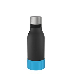 Thermotrinkflasche RETUMBLER-myNIZZA II 420 CERAMIC, schwarz, Sleeve hellblau