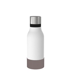 Thermotrinkflasche RETUMBLER-myNIZZA II 420 CERAMIC, weiß, Sleeve braun