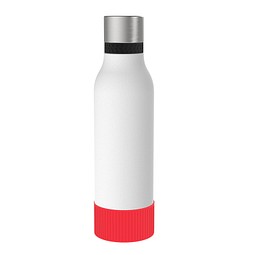 Thermotrinkflasche RETUMBLER-myNIZZA II 600 CERAMIC, weiß, Sleeve rot