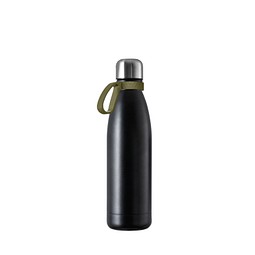 Thermotrinkflasche RETUMBLER-NIZZA, schwarz, Ring dunkelgrün