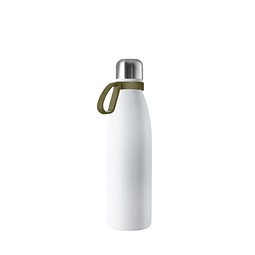 Thermotrinkflasche RETUMBLER-NIZZA, weiß, Ring dunkelgrün