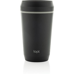 Topl-Becher aus rec. Kunststoff mit 360-Grad-Deckel 354ml, grau