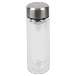 Glasflasche Chai mit Sieb, 280 ml, silber/transparent