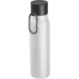Trinkflasche mit Karabiner, 600ml , weiß