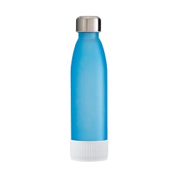 Trinkflasche RETUMBLER-myTOULON GLASS, hellblau, Sleeve weiß