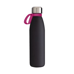 Trinkflasche RETUMBLER-myTOULON GLASS, schwarz, Ring magenta