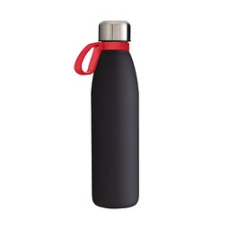 Trinkflasche RETUMBLER-myTOULON GLASS, schwarz, Ring rot