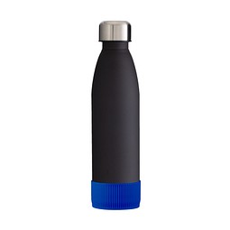 Trinkflasche RETUMBLER-myTOULON GLASS, schwarz, Sleeve blau