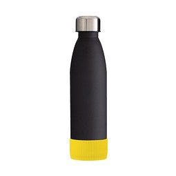 Trinkflasche RETUMBLER-myTOULON GLASS, schwarz, Sleeve gelb