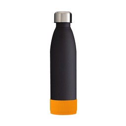 Trinkflasche RETUMBLER-myTOULON GLASS, schwarz, Sleeve orange