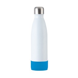 Trinkflasche RETUMBLER-myTOULON, weiß, Sleeve hellblau