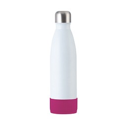 Trinkflasche RETUMBLER-myTOULON, weiß, Sleeve magenta