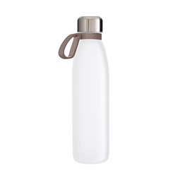 Trinkflasche RETUMBLER-TOULON GLASS, weiß, Ring braun