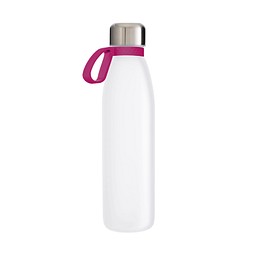 Trinkflasche RETUMBLER-TOULON GLASS, weiß, Ring magenta