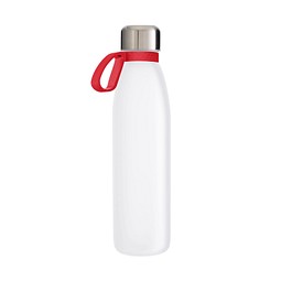 Trinkflasche RETUMBLER-TOULON GLASS, weiß, Ring rot