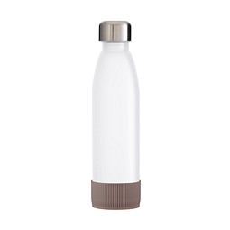 Trinkflasche RETUMBLER-TOULON GLASS, weiß, Sleeve braun