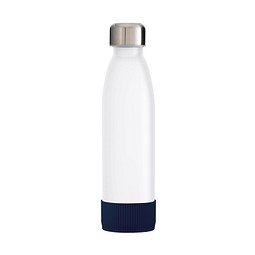 Trinkflasche RETUMBLER-TOULON GLASS, weiß, Sleeve dunkelblau