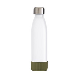 Trinkflasche RETUMBLER-TOULON GLASS, weiß, Sleeve dunkelgrün