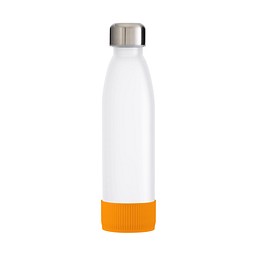 Trinkflasche RETUMBLER-TOULON GLASS, weiß, Sleeve orange