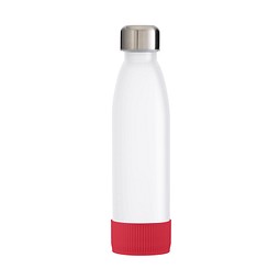 Trinkflasche RETUMBLER-TOULON GLASS, weiß, Sleeve rot