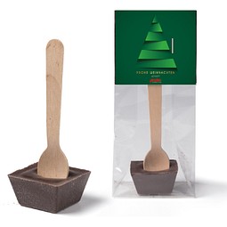 Trinkschokolade am Holzlöffel, Milchschokolade, inkl. Druck