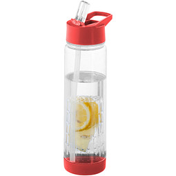Tutti frutti Tritan Trinkflasche mit Fruchtsieb, 740 ml, transparent,rot