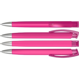 uma® Druckkugelschreiber TrinityGum, mit Metallspitze, blaue Mine, magenta