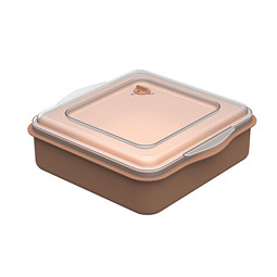 Mitarbeitergeschenk Lunchbox Universalbox ToGo – braun – mit individuellem Werbedruck, 100% recycelbar, mikrowellengeeignet, nachhaltiges Speisegefäß für CSR-Promotions