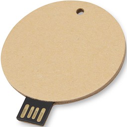 USB-Stick 2.0 rund aus recyceltem Papier, Kraftpapier, 128GB