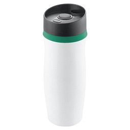 METMAXX® Vakuum-Thermobecher Metall, 400 ml, weiß/grün