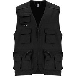 Venera Arbeitsweste mit V-Ausschnitt und mehreren Taschen, 200 g/m2, schwarz, M