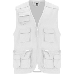 Venera Arbeitsweste mit V-Ausschnitt und mehreren Taschen, 200 g/m2, weiss, 2XL