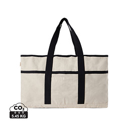 VINGA Volonne AWARE™ Strandtasche aus recyceltem Canvas, off white, schwarz