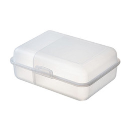 Mitarbeitergeschenk Essensbehälter Pausen-Box – weiß – mit individuellem Werbedruck, Made in Germany, BPA-frei, nachhaltiges Lunchset