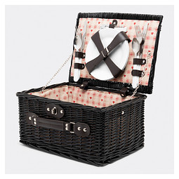 Weiden-Picknickkorb SUNSET PARK für 2 Personen,dunkelbraun