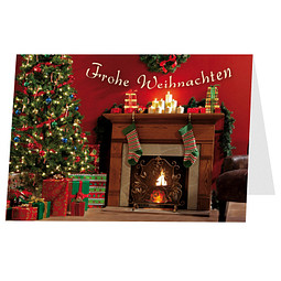 Grußkarte Weihnachten, Motiv Kamin, Danke an Partner