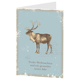 Grußkarte Weihnachten, Motiv Rentier, Danke an Partner