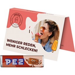Werbekarte Visitenkartenformat, PEZ Bonbonriegel Cola, inkl. Druck