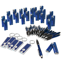 Werbe-Sparset 200-tlg. blau, inkl. Druck in silber